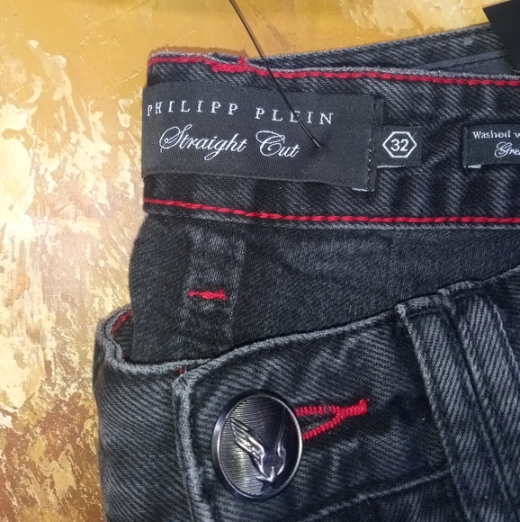 Phillip Plein Patched Rugged Denim Jeans Dark Grey 32 - Picture 7 of 7